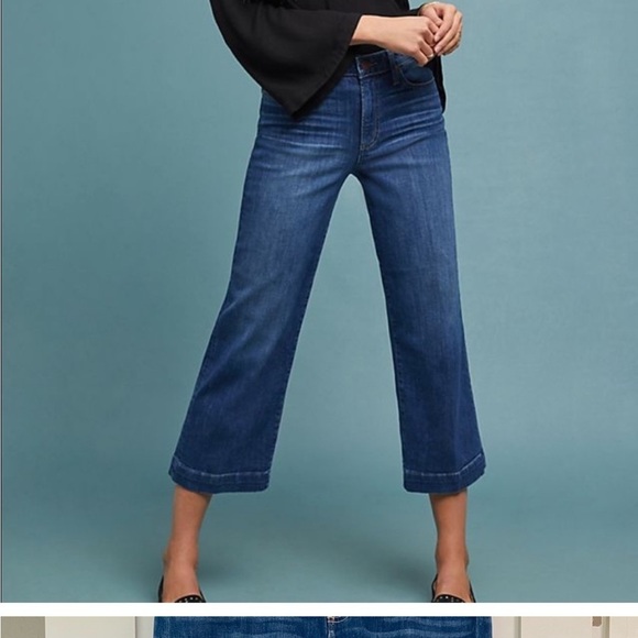 PAIGE Denim - PAIGE Nellie Culotte Indigo Blue Ankle Cropped wide leg Jeans Classic Style